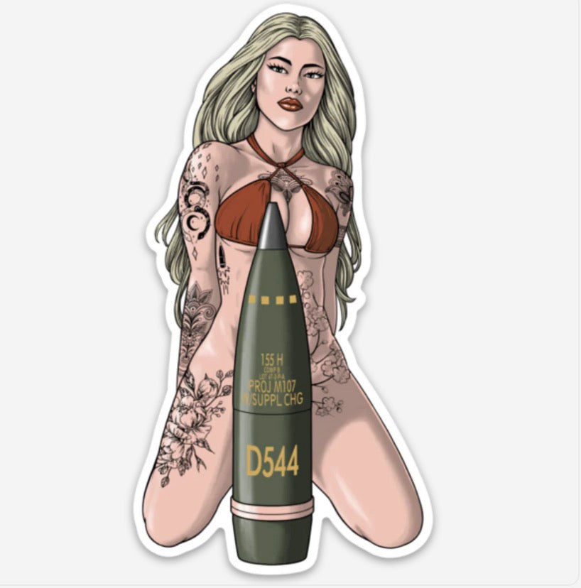 Heavily Suppressed 155 Pin Up Sticker