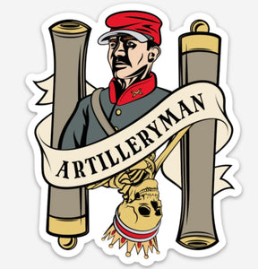 Heavily Suppressed Artilleryman Death Card Sticker