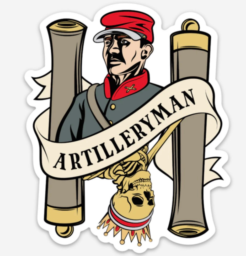 Heavily Suppressed Artilleryman Death Card Sticker