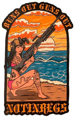 NotinRegs Buns Out Guns Out Sticker